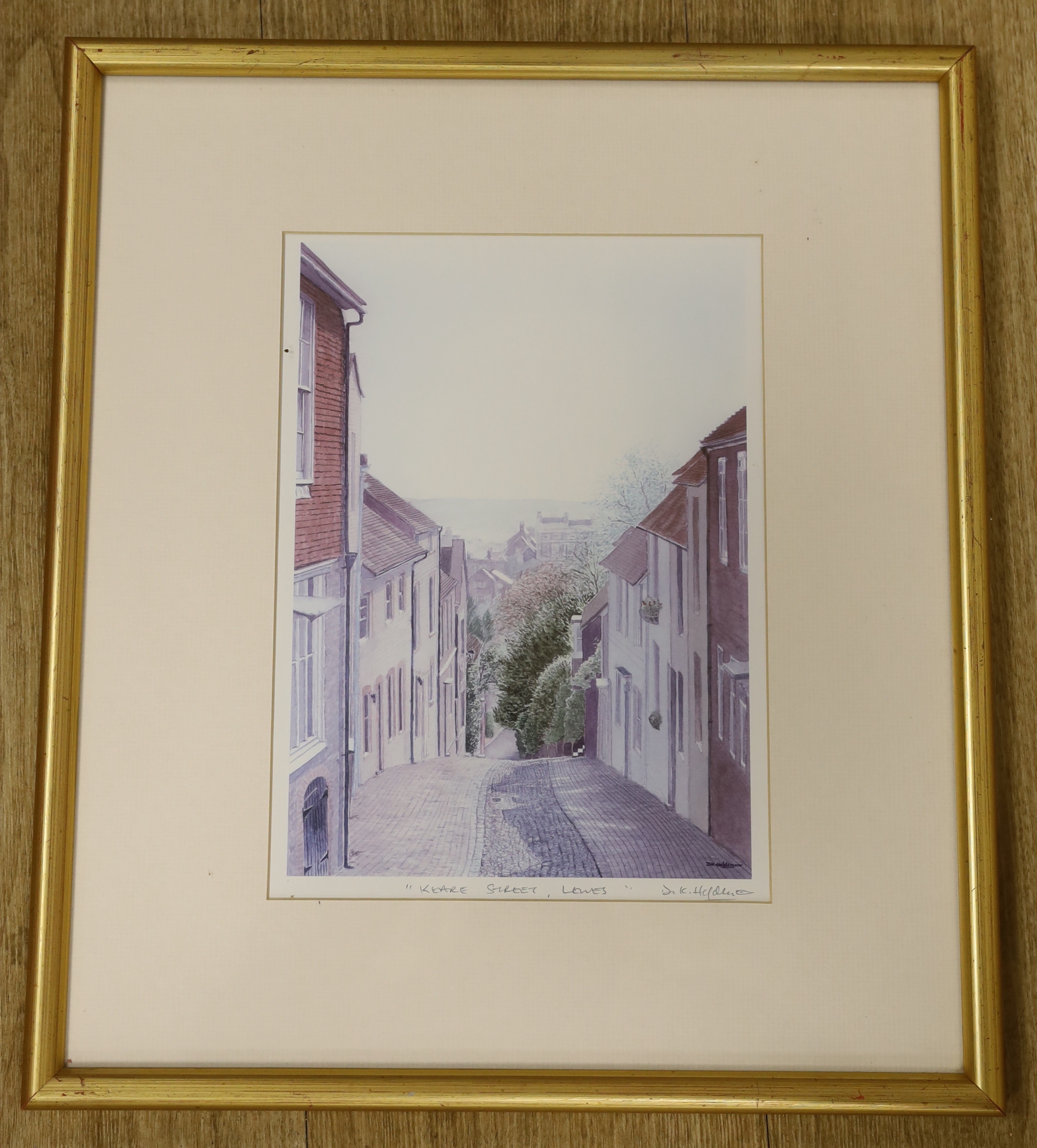 D.K. Holden (Contemporary), colour print, 'Keere Street, Lewes,' signed in pencil, 26 x 19cm